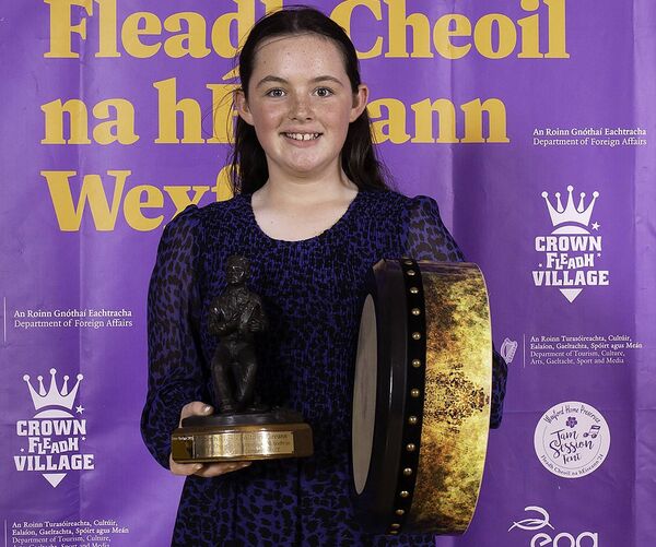 Lily Butler from the Portlaoise branch of Comhaltas Ceoltóirí Éireann who won first place in the 12 to 15 year old Bodhrán category at this years Fleadh in Wexford 