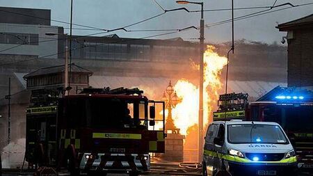 Firefighters tackle blaze at George's Dock in Dublin city centre