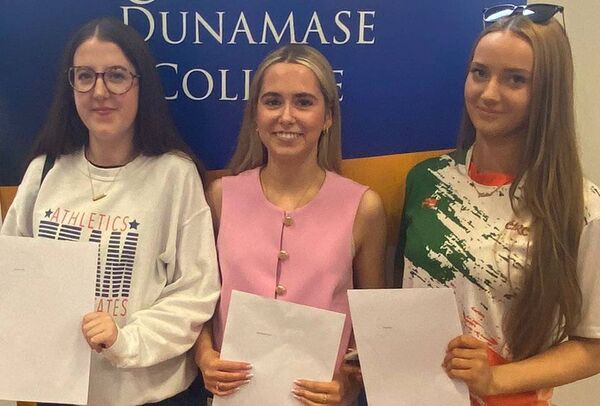 Delighted students from Dunamase College after receiving the results of their leaving cert exams. Delighted students from Dunamase College after receiving the results of their leaving cert exams.