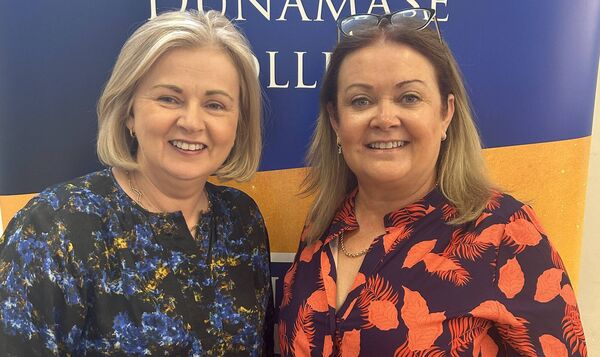 Director of Schools at the Laois/Offaly Education Training Bord Linda Tynan with Principal of Dunamase College/Coláiste Dhún Másc Dympna Kelly on leaving cert exam results day in the college Director of Schools at the Laois/Offaly Education Training Bord Linda Tynan with Principal of Dunamase College/Coláiste Dhún Másc Dympna Kelly on leaving cert exam results day in the college