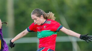 <p>Mo Nerney lit up the scoreboard for Timahoe in their SFC win over Shanahoe on Thursday evening Photo: Paul Dargan</p>