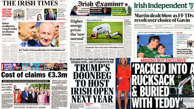 What the papers say: Wednesday's front pages