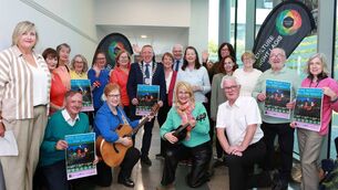 <p>At the Laois Culture Night launch were Muireann Nií Chonaill, arts officer; cathaoirleach Cllr. Barry Walsh; chief executive Michael Rainey; head of services, culture and finance Julie Bergin; asst. arts officer Monica Flynn and Laois Community Choir representatives with musical director Nuala Kelly. Photo: Michael Scully </p>