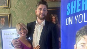 <p>Presidential hopeful Gareth Sheridan and his wife, Heidi, at the official launch of his campaign in Dublin last month</p>
