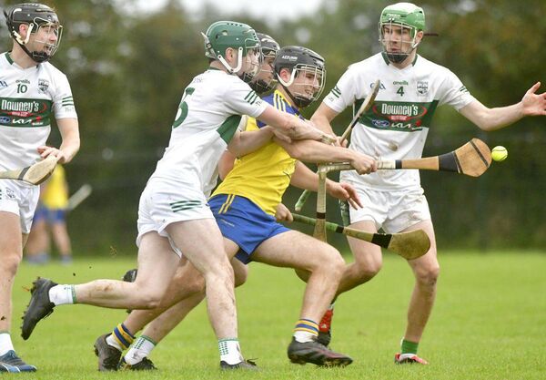 Cormac Byrne (Abbeyleix) drives at the heart of the Portlaoise defence in their SHC 'B' semi-final Photo: Denis Byrne Cormac Byrne (Abbeyleix) drives at the heart of the Portlaoise defence in their SHC 'B' semi-final Photo: Denis Byrne