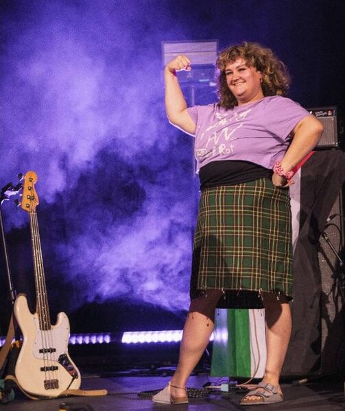The bass player with The Mary Wallopers from Portlaoise Róisín Barrett pictured at one of their gigs in Australia last week