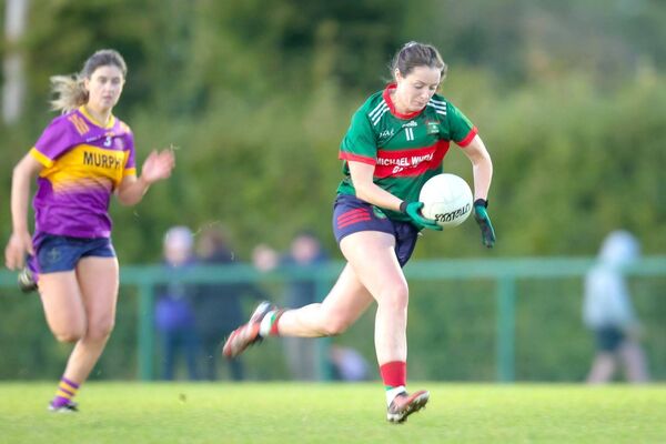 Graiguecullen's Mags McEvoy goes on a storming run in the LGFA IFC final win over St Brigid's Photo: Paul Dargan