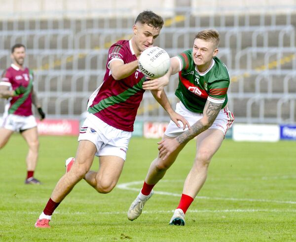 Ronan Coffey in action for Portarlington in their semi-final win over Graiguecullen Photo: Denis Byrne