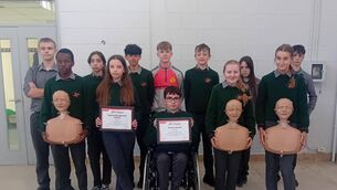 <p>St Fergal's College students have received an award from the Irish Heart Foundation, after completing CPR training</p>
