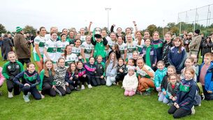 <p>Portlaoise ladies celebrate winning the LGFA Senior final at the expense of St Conleth's at Stradbally on Saturday Photo: Pau Dargan</p>
