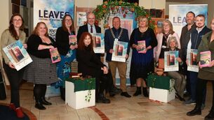 <p>Leaves Festival of Writing and Music 2025 launch at Dunamaise Arts Centre: (seated) Marina Rafter (curator) and Monica Flynn (Laois Arts Office); (standing) Laura Dunne (Dunamaise Arts Office ), Aoife Moore and Suzanne Carroll (Laois Library), Michael Rainey (Chief Executive of Laois Co Council), Clr. Barry Walsh ( Cathaoirleach of Laois Co Council), Muireann Ní Chonalill (Laois Arts Officer), Kate Scott (Laois Arts Office), Dominic Kinsella (Publicist), Padraig Mc Grath (Laois Partnership) and Joann Nolan (Laois Chamber) Photo: Michael Scully</p>