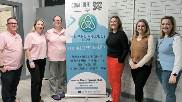 <p>The ARC Project volunteers David Delaney, Michelle Robertson and Ruth Miller pictured with Laois Partnership Company CEO Caroline Lydon and LPC community development officers Cássia O'Neill and Eimear Kelly Photo: Stan Henderson</p>