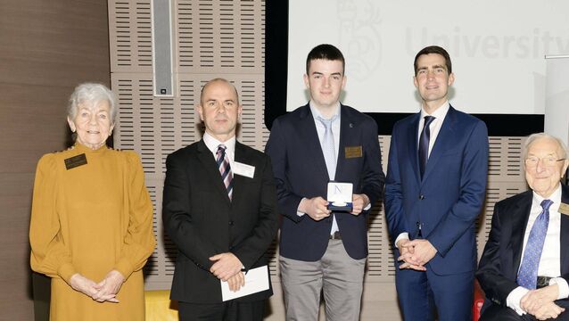 Carmel Naughton, Principal Peter Malone, winning Laois scholar Daniel Aylward from Heywood Community School, Minister Jack Chambers TD and Martin Naughton at the 2025 Naughton Foundation Scholarship awards held at Trinity Business School, Trinity College Dublin Photo Kieran Harnett <p>Carmel Naughton, Principal Peter Malone, winning Laois scholar Daniel Aylward from Heywood Community School, Minister Jack Chambers TD and Martin Naughton at the 2025 Naughton Foundation Scholarship awards held at Trinity Business School, Trinity College Dublin Photo Kieran Harnett </p>