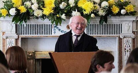 Higgins hosts 100 visitors at final afternoon tea reception of his presidency