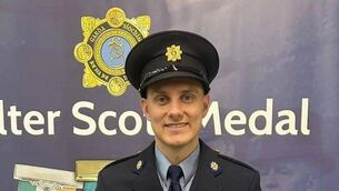 <p>Garda Nigel Murphy from Emo was presented with a silver Scott Medal for bravery today. Photo: An Garda Síochána</p> <p>Garda Nigel Murphy from Emo was presented with a silver Scott Medal for bravery today. Photo: An Garda Síochána</p>
