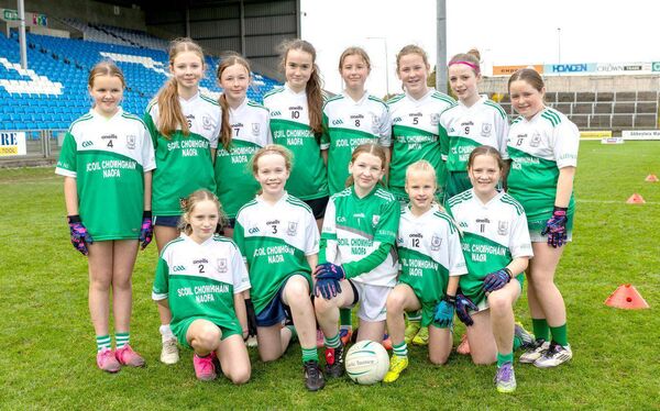 Killeshin NS who played Presentation Portarlington in the Cumann na mBunscol Cailíní Roinn 1 Shield final in Laois Hire O’Moore Park Photo: Alf Harvey. Killeshin NS who played Presentation Portarlington in the Cumann na mBunscol Cailíní Roinn 1 Shield final in Laois Hire O’Moore Park Photo: Alf Harvey.