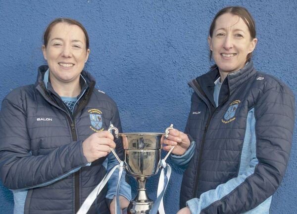 Joint captains Caitriona and Elaine Downey with the Junior Camogie Championship Cup at Laois Hire O'Moore Park Photo Denis Byrne Joint captains Caitriona and Elaine Downey with the Junior Camogie Championship Cup at Laois Hire O'Moore Park Photo Denis Byrne
