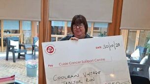 <p>Bridget Austin the cheque for €550 </p> <p>Bridget Austin the cheque for €550 </p>