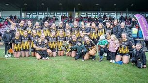 <p>Camross celebrate winning the Leinster Club Camogie Intermediate champions following the defeat of Na Fianna at SETU Carlow on Sunday Photo: Paul Dargan</p>