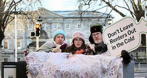 Friends of the Earth set up draughty sitting room outside the Dáil to highlight new Bill