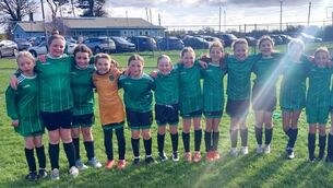 <p>Portlaoise U/12 girls who drew 1-1 with their Mountmellick counterparts</p>