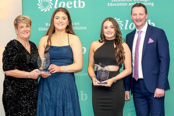 Chairperson Martina Phelan, Katie O'Reilly and Kathlyn Timmons both joint players player of the year and Joe Fitzpatrick LOETB