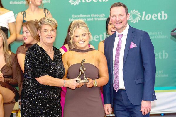 Chairperson Martina Phelan, Caoimhe Simms Int Team of the year and Joe Fitzpatrick LOETB