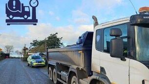 <p>The overweight truck that was stopped by gardaí in Ballacolla on Thursday 27 November. Photo: An Garda Síochána Laois Offaly</p>