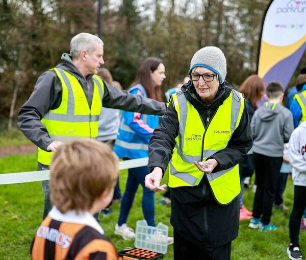 Medal time for this young participants after completing the Camross Community Park junior parkrun Photo: Thomas Flinkow/Sportsfile Medal time for this young participants after completing the Camross Community Park junior parkrun Photo: Thomas Flinkow/Sportsfile