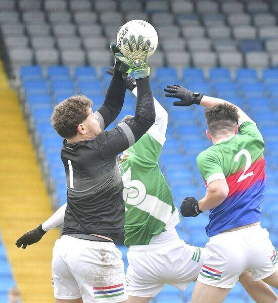 Anthony Skelly SPG goalkeeper making this save in their U20 final game with Killeshin Photo: Denis Byrne