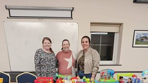 <p>Laying out their stalls at the Portarlington Parent and Toddler Group Christmas Toy Swap </p>