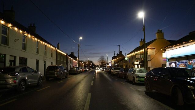 <p>Main Street, Ballylinan is lit up for Christmas </p>