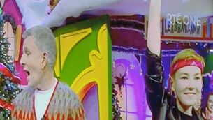 <p>Young Laois dancer and world champion Bobby Kinsella with host Patrick Kielty on the Late Late Toy Show</p>