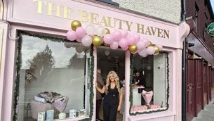 <p>Faith Bennett outside her new salon in Rosenallis</p>