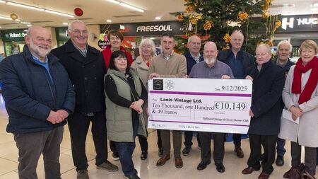Proceeds of Ballinakill Vintage Indoor Motor Show presented to Laois Hospice