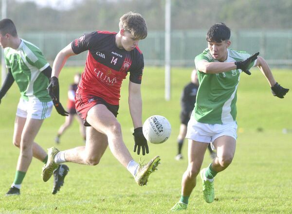 Conor O'Callaghan (Portlaoise CBS) goers on the attack against Ardscoil Rath Iomgháin Photo: Denis Byrne Conor O'Callaghan (Portlaoise CBS) goers on the attack against Ardscoil Rath Iomgháin Photo: Denis Byrne