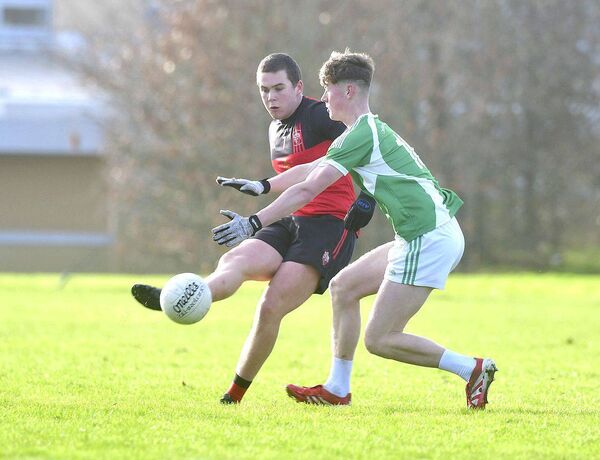 Cormac Deegan (Portlaoise CBS) playing this pass against Ardscoil Rath Iomgháin Photo: Denis Byrne Cormac Deegan (Portlaoise CBS) playing this pass against Ardscoil Rath Iomgháin Photo: Denis Byrne