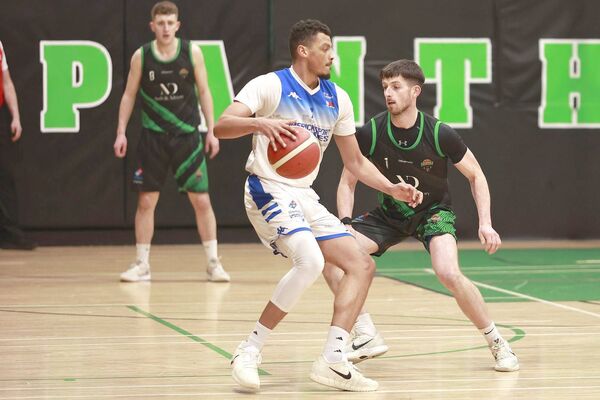 Dylan Dunne (Portlaoise Panthers) stands solid as Ryan Leonard (Limerick Sport Eagles) looks to get past him Photo: David Maher Dylan Dunne (Portlaoise Panthers) stands solid as Ryan Leonard (Limerick Sport Eagles) looks to get past him Photo: David Maher