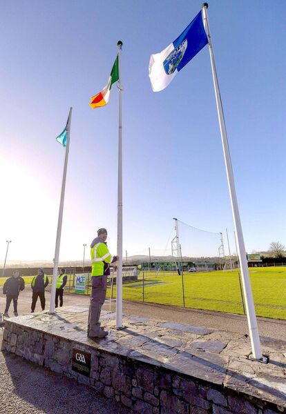 Jimmy Morrin raises the flags at Park/Ratheniska GAA for the O'Byrne Cup game between Laois and Dublin on Saturday Photo: ©INPHO/Tom O'Hanlon Jimmy Morrin raises the flags at Park/Ratheniska GAA for the O'Byrne Cup game between Laois and Dublin on Saturday Photo: ©INPHO/Tom O'Hanlon