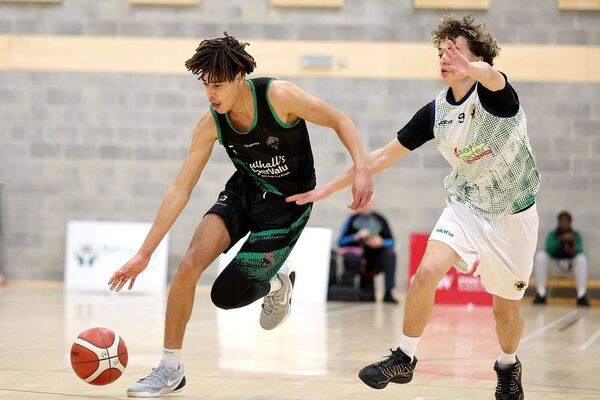 Portlaoise Panthers' Jayden Umeh goes on the attack against St Brendan's Tralee in the U/18 Men's National Cups semi-final Photo: ©INPHO/Bryan Keane Portlaoise Panthers' Jayden Umeh goes on the attack against St Brendan's Tralee in the U/18 Men's National Cups semi-final Photo: ©INPHO/Bryan Keane
