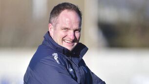 <p>A smiling Tommy Fitzgerald in a sunny but freezing Rathdowney on Sunday for the Laois v Wexford Walsh Cup game Photo: Denis Byrne</p>