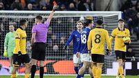 Michael Keane and Jack Grealish sent off as Everton are held by Wolves