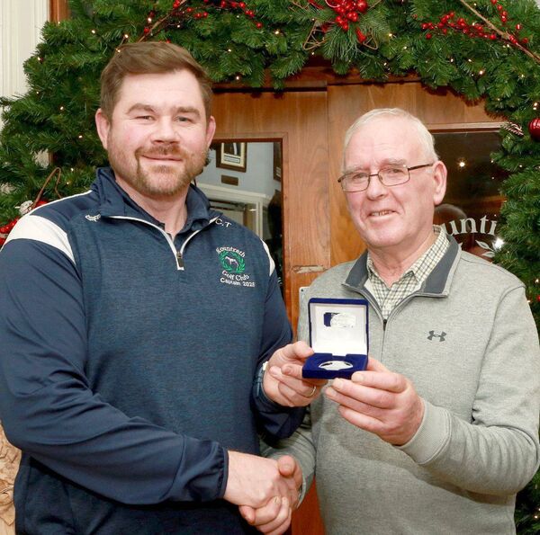 Craig Telford (Captain, Mountrath Golf Club) with Donal McCormack, May Medal winner