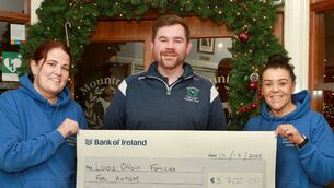 <p>Mountrath Golf Club recently marked a very successful year with a presentation night - Craig Telford (Captain Mountrath GC) presents a cheque for €3,700, the proceeds of a Golf Classic, to Laois Offaly Families for Autism which was accepted by Lizzy Walton (Events Manager LOFFA), and Jackie Winders (Vice-Chairperson) PHOTOS – MICHAEL SCULLY</p>