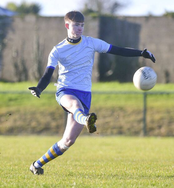 Eoghan Lalor (Mountmellick CS) playing this ball Photo: Denis Byrne