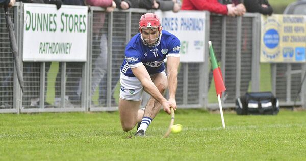 Laois's Jack Kelly taking this sideline cut against Kilkenny at Rathdowney on Sunday Photo: Denis Byrne Laois's Jack Kelly taking this sideline cut against Kilkenny at Rathdowney on Sunday Photo: Denis Byrne