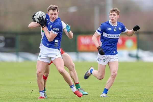 Ciaran Burke (Laois) looks to shake of the attention of his Carlow marker on Saturday Photo: Paul Dardan