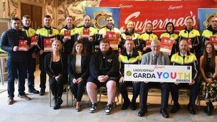 <p>At the launc of the Laois/ Offaly Garda Youth Awards in The Killeshin Hotel, Portlaoise; were previous winners, members of Laois/Offaly Garda Division, and main sponsor Pat McDonagh of Supermacs</p>