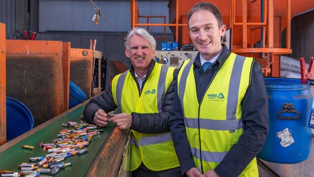 <p>Minister of State at the Department of Climate, Energy and the Environment &amp; Department of Enterprise, Tourism and Employment Alan Dillon TD and Leo Donovan, CEO of WEEE Ireland, pictured at KMK Metals Recycling Ltd EPA licensed facilities in Tullamore Photo: Paul Moore</p>
