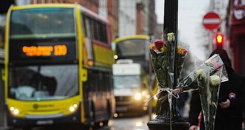 Flowers left at scene of fatal bus crash in Dublin